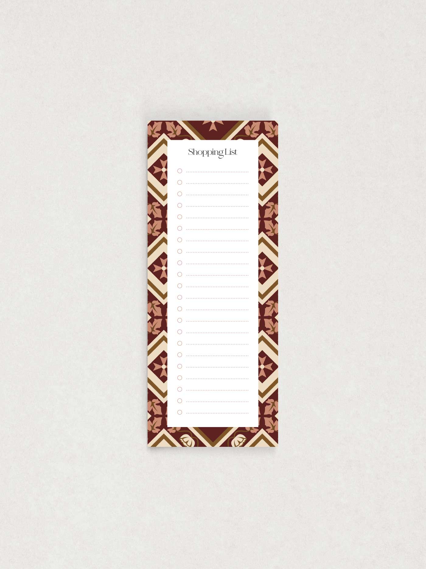 Maltese Cross Shopping List