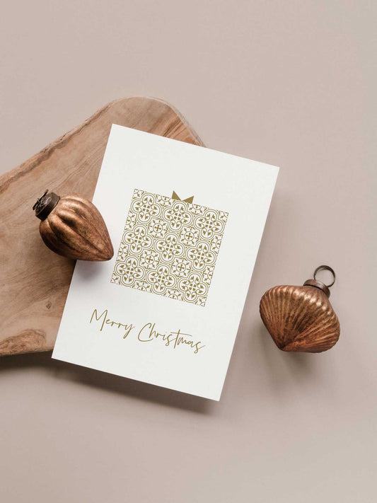 Gold Gift Christmas Card