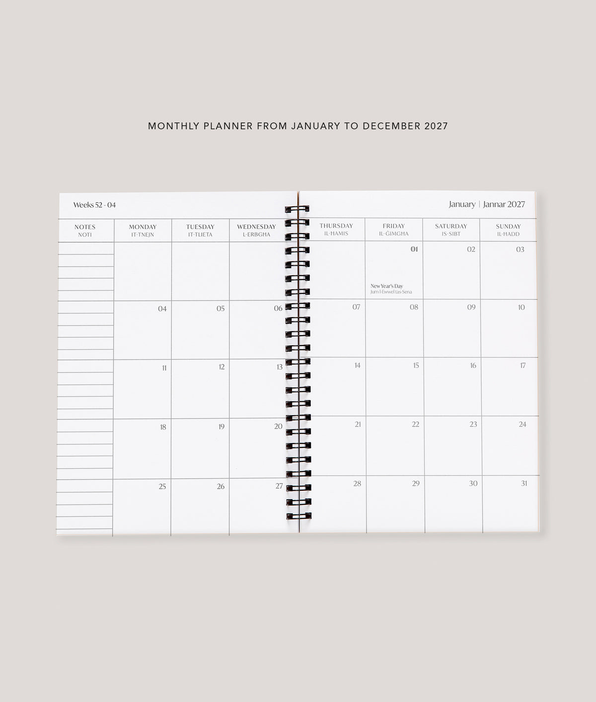 PRE-ORDER 2027 Spiral Diary DAILY View