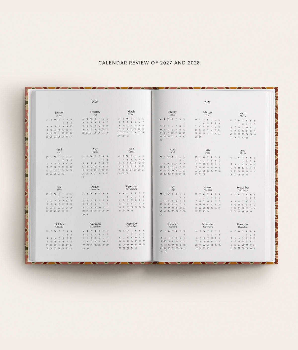 PRE-ORDER 2027 Hardbound Diary WEEKLY View