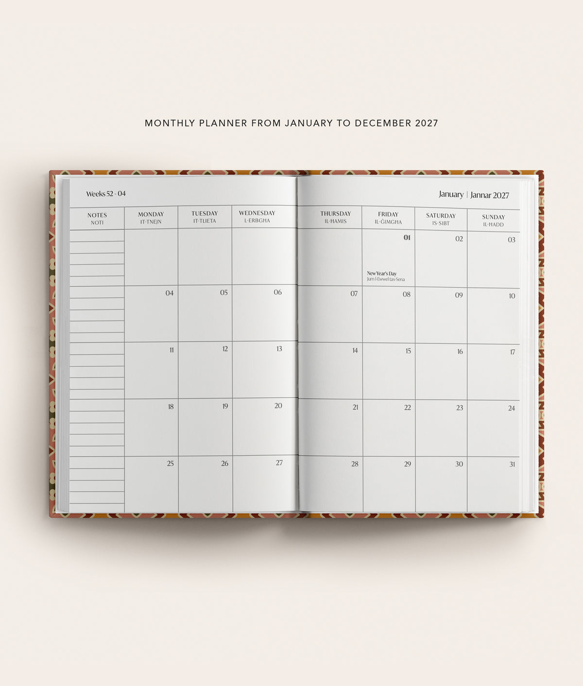 PRE-ORDER 2027 Hardbound Diary WEEKLY View