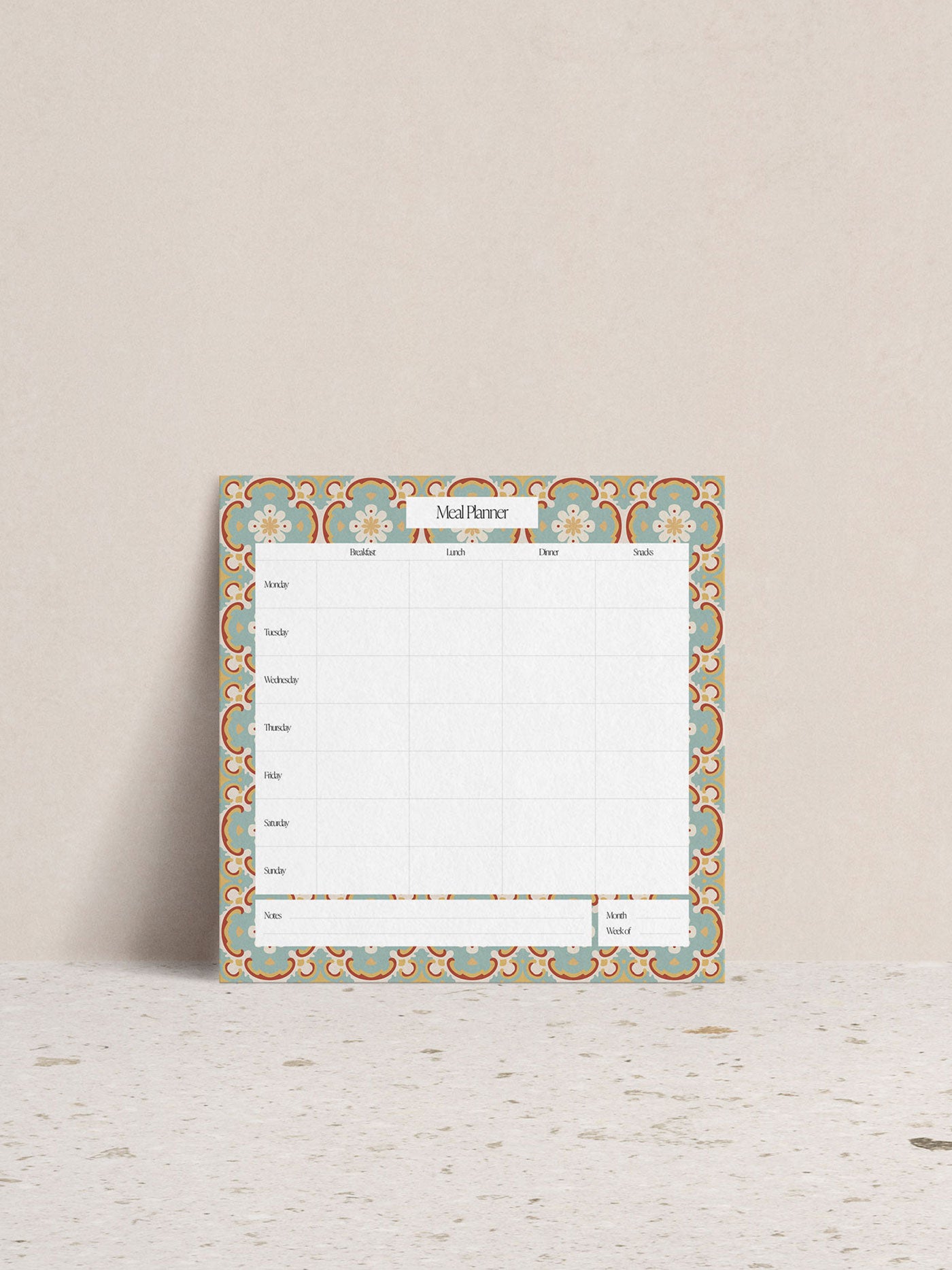 Turquoise Meal Planner