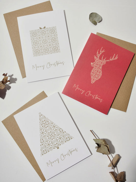 Gold Christmas Cards SET OF 3