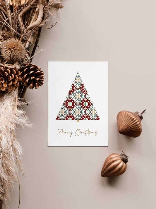 Rote Baum-Weihnachtskarte