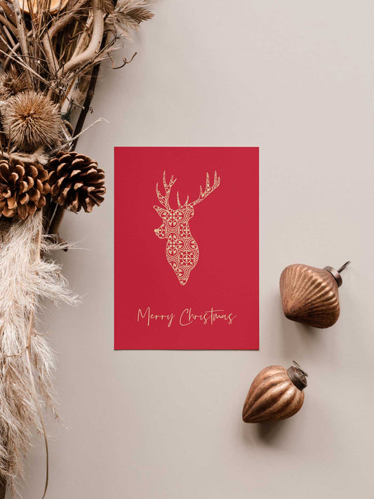 Gold Deer Christmas Card