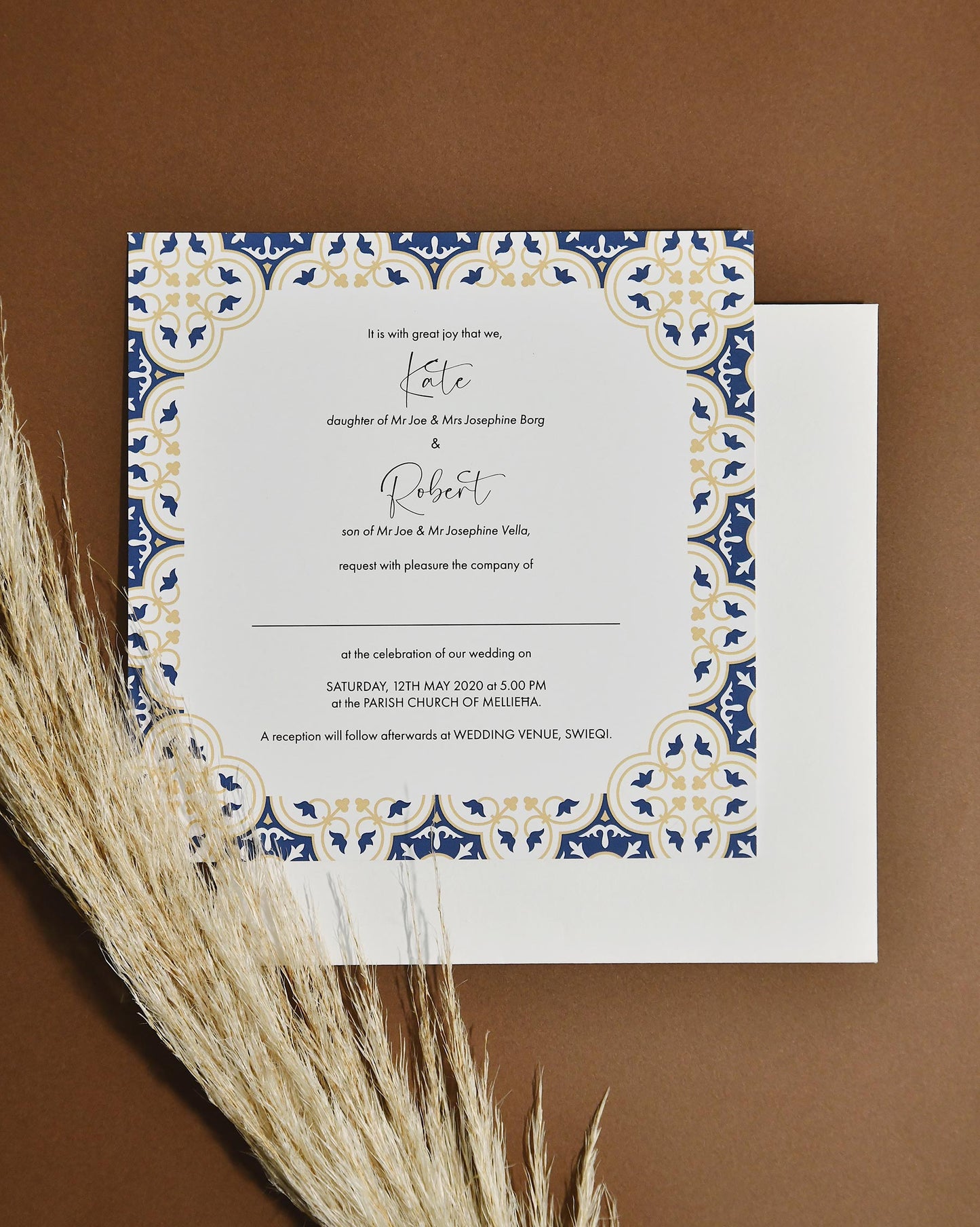 Hochzeitseinladungen - Gold & Marineblau